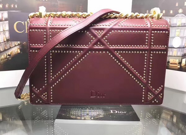 Diorama Bag in Bordeaux Studded Lambskin For Sale