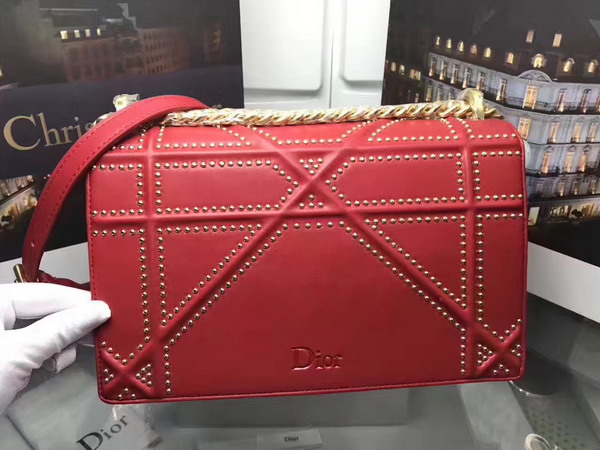 Diorama Bag in Red Studded Lambskin For Sale