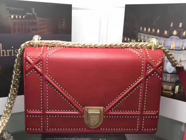 Diorama Bag in Red Studded Lambskin For Sale