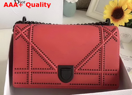 Diorama Bag in Red Studded Matt Calfskin with Archicannage Motif Replica