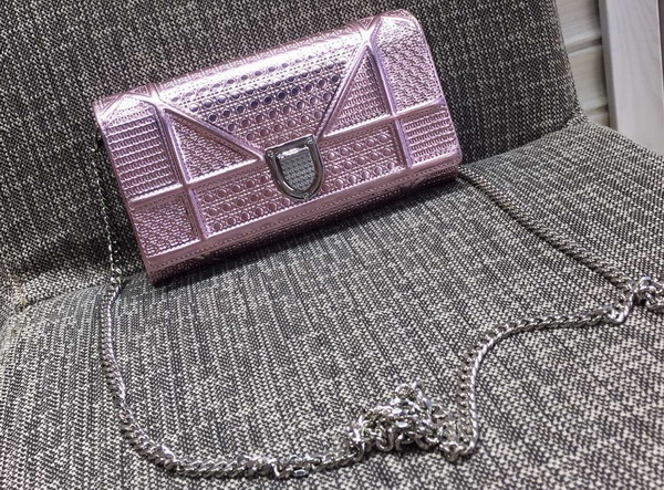 Diorama Wallet On Chain Pouch Metallic Pink for Sale