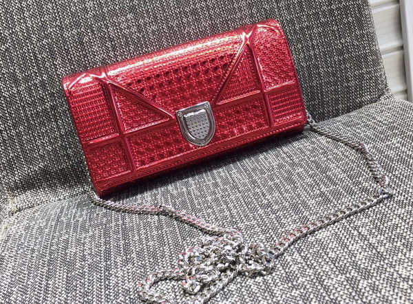 Diorama Wallet On Chain Pouch Metallic Red for Sale