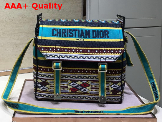 Diorcamp Messenger Bag in Multicolored Embroidered Canvas Replica