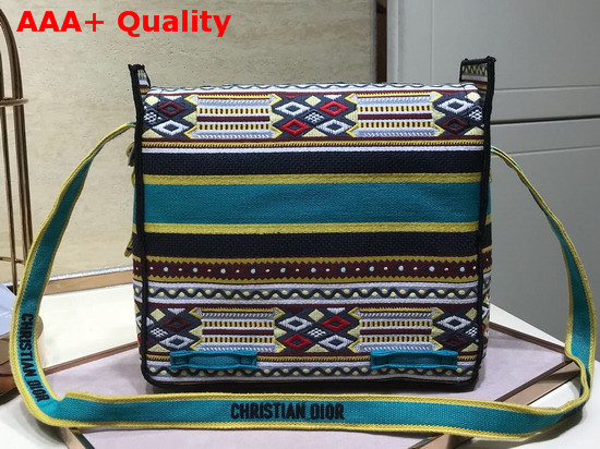 Diorcamp Messenger Bag in Multicolored Embroidered Canvas Replica