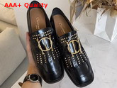 Diordirection Glazed Calfskin Loafer with Studs in Black Replica