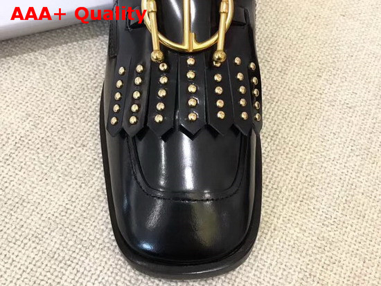 Diordirection Glazed Calfskin Loafer with Studs in Black Replica