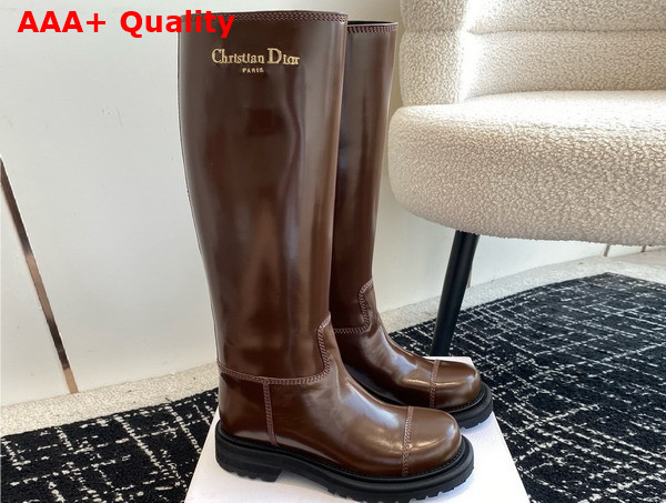 Diorebel Boot in Brown Brushed Calfskin Replica