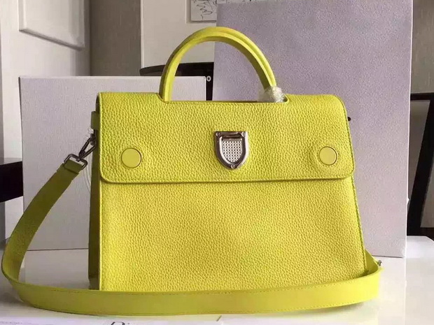 Diorever Bag Fluorescent Lemon Yellow Bullcalf Leather for Sale