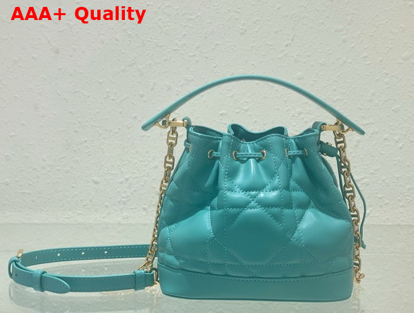 Dioriviera Small Dior Jolie Bucket Bag Aquamarina Macrocannage Calfskin Replica