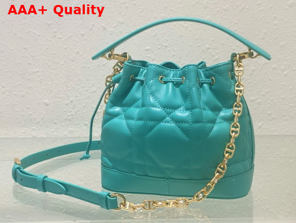 Dioriviera Small Dior Jolie Bucket Bag Aquamarina Macrocannage Calfskin Replica