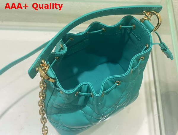 Dioriviera Small Dior Jolie Bucket Bag Aquamarina Macrocannage Calfskin Replica