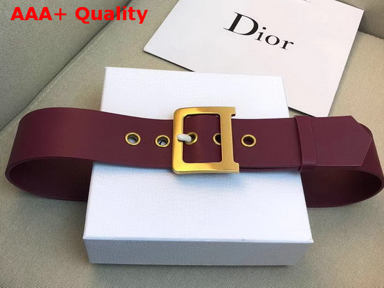 Diorquake Belt in Burgundy Calfskin Replica