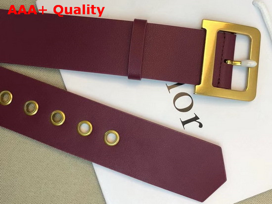 Diorquake Belt in Burgundy Calfskin Replica