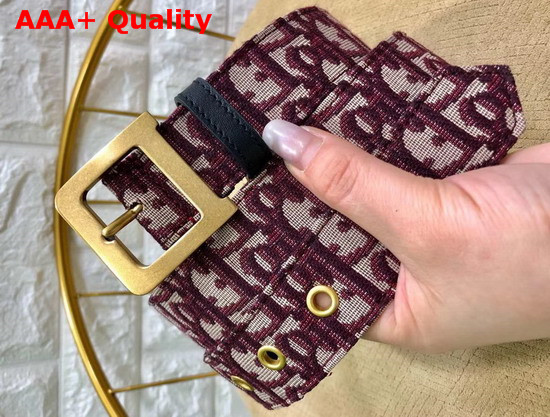 Diorquake Dior Oblique Belt in Burgundy Dior Oblique Jacquard Canvas Replica