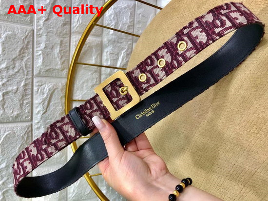 Diorquake Dior Oblique Belt in Burgundy Dior Oblique Jacquard Canvas Replica