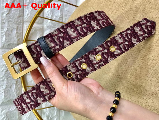 Diorquake Dior Oblique Belt in Burgundy Dior Oblique Jacquard Canvas Replica