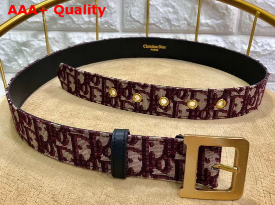 Diorquake Dior Oblique Belt in Burgundy Dior Oblique Jacquard Canvas Replica