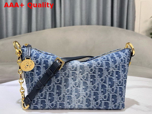 Diorstar Hobo Bag with Chain Blue Denim Dior Oblique Jacquard Replica