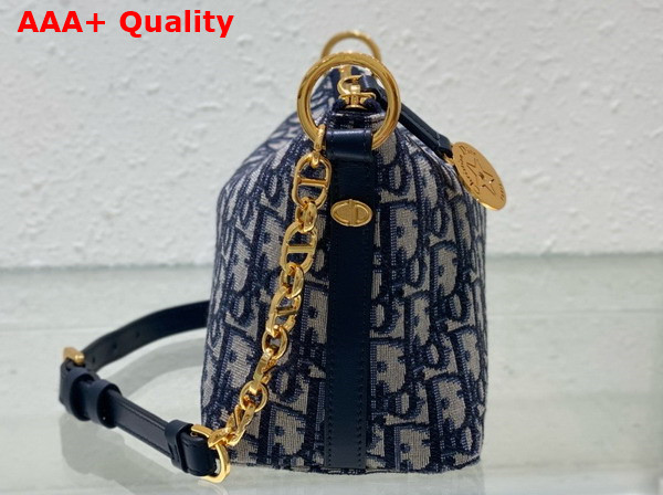 Diorstar Hobo Bag with Chain Blue Dior Oblique Jacquard Replica