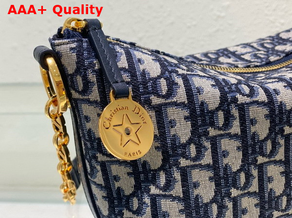 Diorstar Hobo Bag with Chain Blue Dior Oblique Jacquard Replica