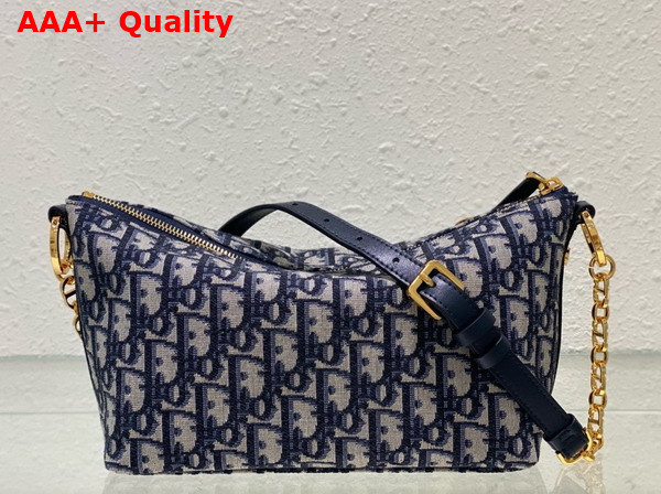 Diorstar Hobo Bag with Chain Blue Dior Oblique Jacquard Replica