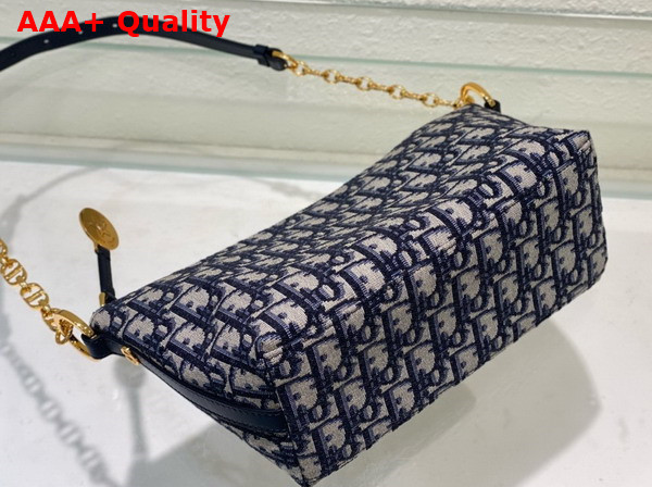 Diorstar Hobo Bag with Chain Blue Dior Oblique Jacquard Replica