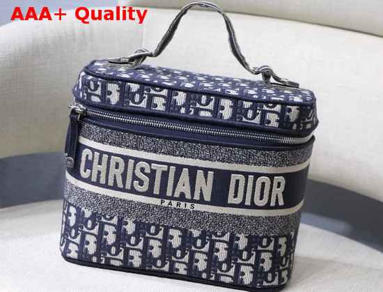 Diortravel Vanity Case Blue Dior Oblique Embroidery Replica