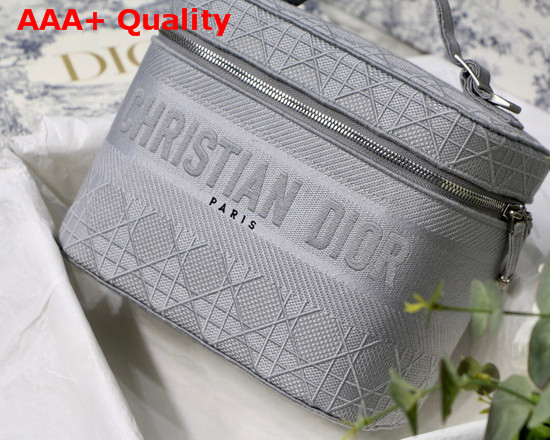 Diortravel Vanity Case Gray Stone Embroidered Cannage Canvas Replica