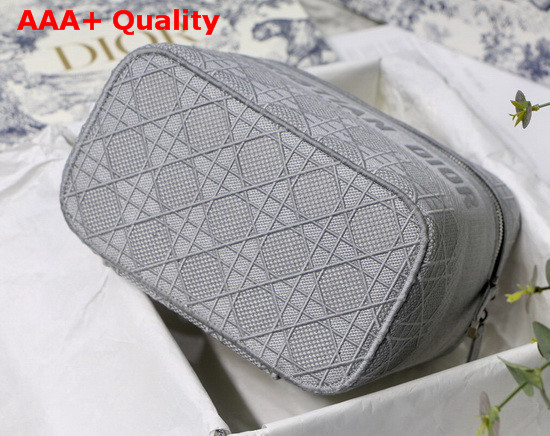 Diortravel Vanity Case Gray Stone Embroidered Cannage Canvas Replica