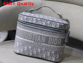 Diortravel Vanity Case Light Gray Dior Oblique Embroidery Replica