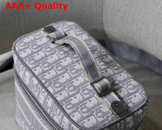 Diortravel Vanity Case Light Gray Dior Oblique Embroidery Replica