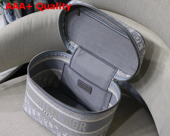 Diortravel Vanity Case Light Gray Dior Oblique Embroidery Replica