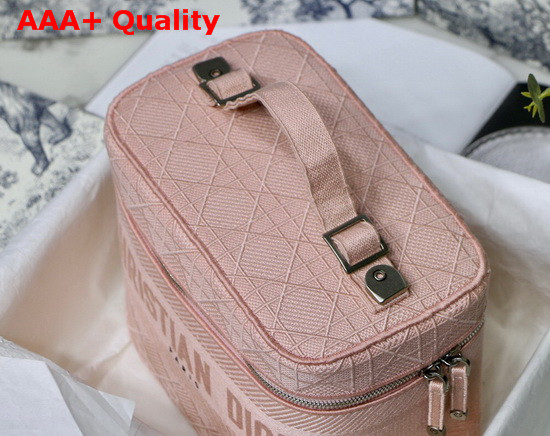 Diortravel Vanity Case Pink Embroidered Cannage Canvas Replica