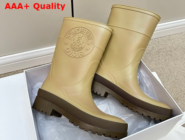 Diorunion Rain Boot Beige and Brown Two Tone Rubber with Dior Union Motif Replica