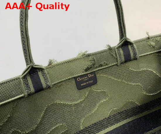 Green Dior Book Tote Camouflage Embroidered Canvas Bag Replica