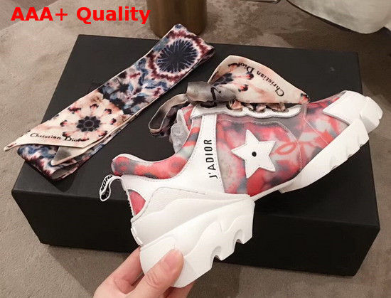 Jadior Kaleidiorscopic D Connect Sneaker in Red with Kaleidiorscopic Scarf Replica