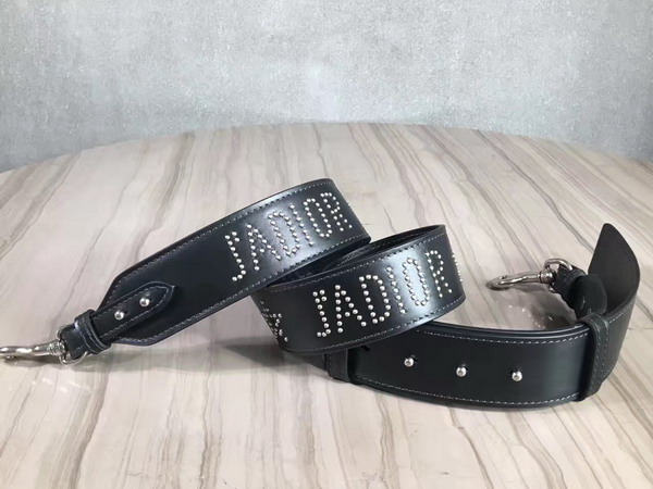 Jadior Studded Shoulder Strap in Black Calfskin Silver Hardware For Sale