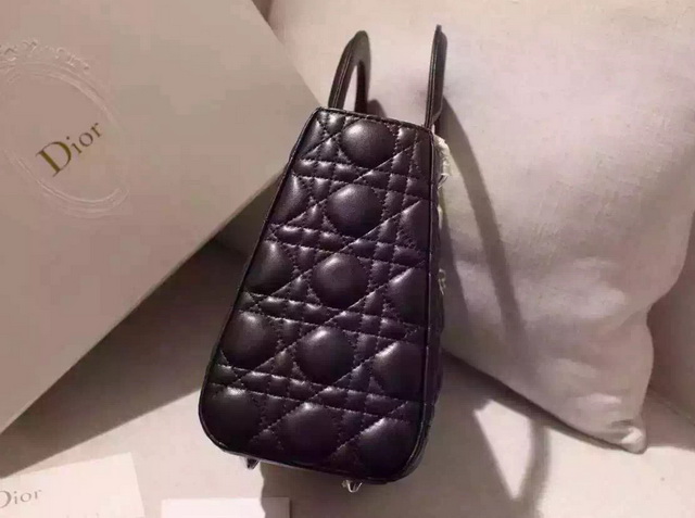 Lady Dior Bag Black Lambskin Silver Hardware for Sale