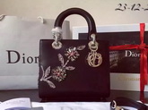 Lady Dior Bag Black Lambskin With Marquetry Flower for Sale