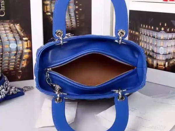 Lady Dior Bag Blue Lambskin Embroidered Shoulder Strap for Sale