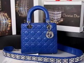 Lady Dior Bag Blue Lambskin Embroidered Shoulder Strap for Sale