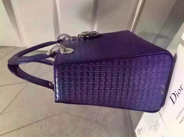 Lady Dior Bag Blue Metallic Calfskin With Micro Cannage Motif for Sale