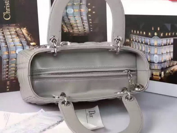 Lady Dior Bag Grey Lambskin Embroidered Shoulder Strap for Sale