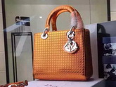 Lady Dior Bag Oragne Metallic Calfskin With Micro Cannage Motif for Sale