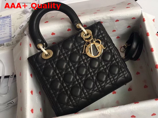 Lady Dior Bag in Black Cannage Lambskin with Gold Tone Jewellery Replica