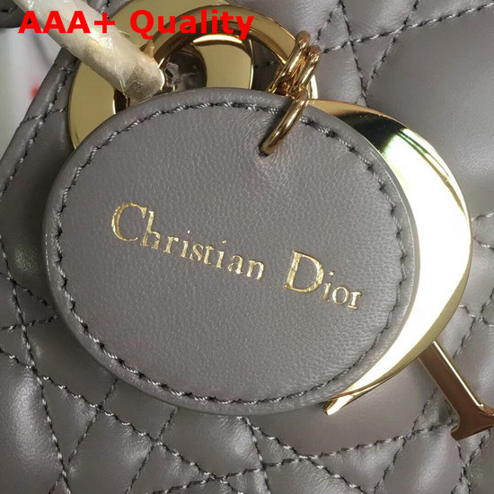 Lady Dior Bag in Grey Cannage Lambskin with Gold Tone Jewellery Replica