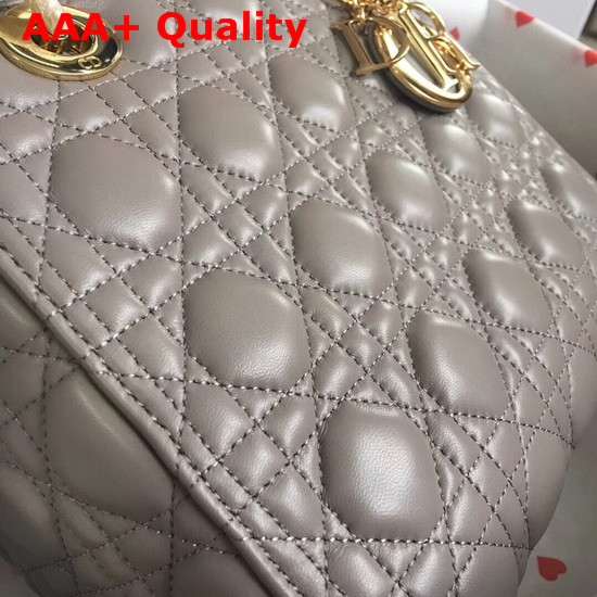 Lady Dior Bag in Grey Cannage Lambskin with Gold Tone Jewellery Replica