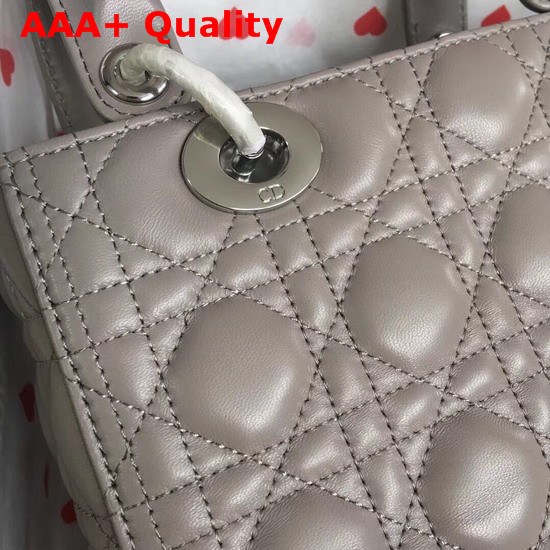 Lady Dior Bag in Grey Cannage Lambskin with Silver Tone Jewellery Replica