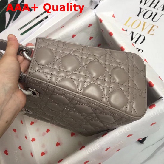 Lady Dior Bag in Grey Cannage Lambskin with Silver Tone Jewellery Replica