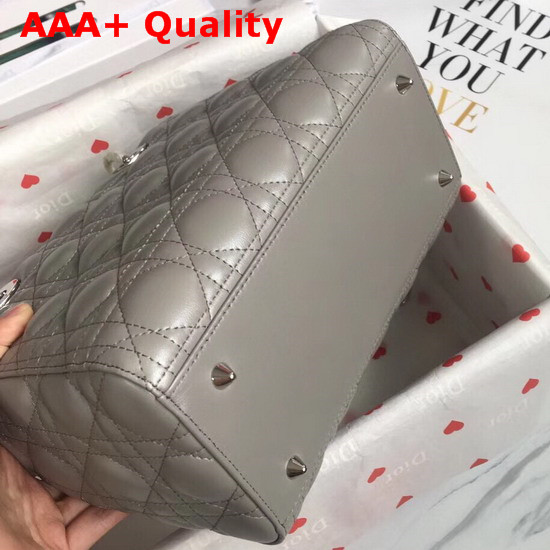 Lady Dior Bag in Light Grey Cannage Lambskin with Silver Tone Jewellery Replica